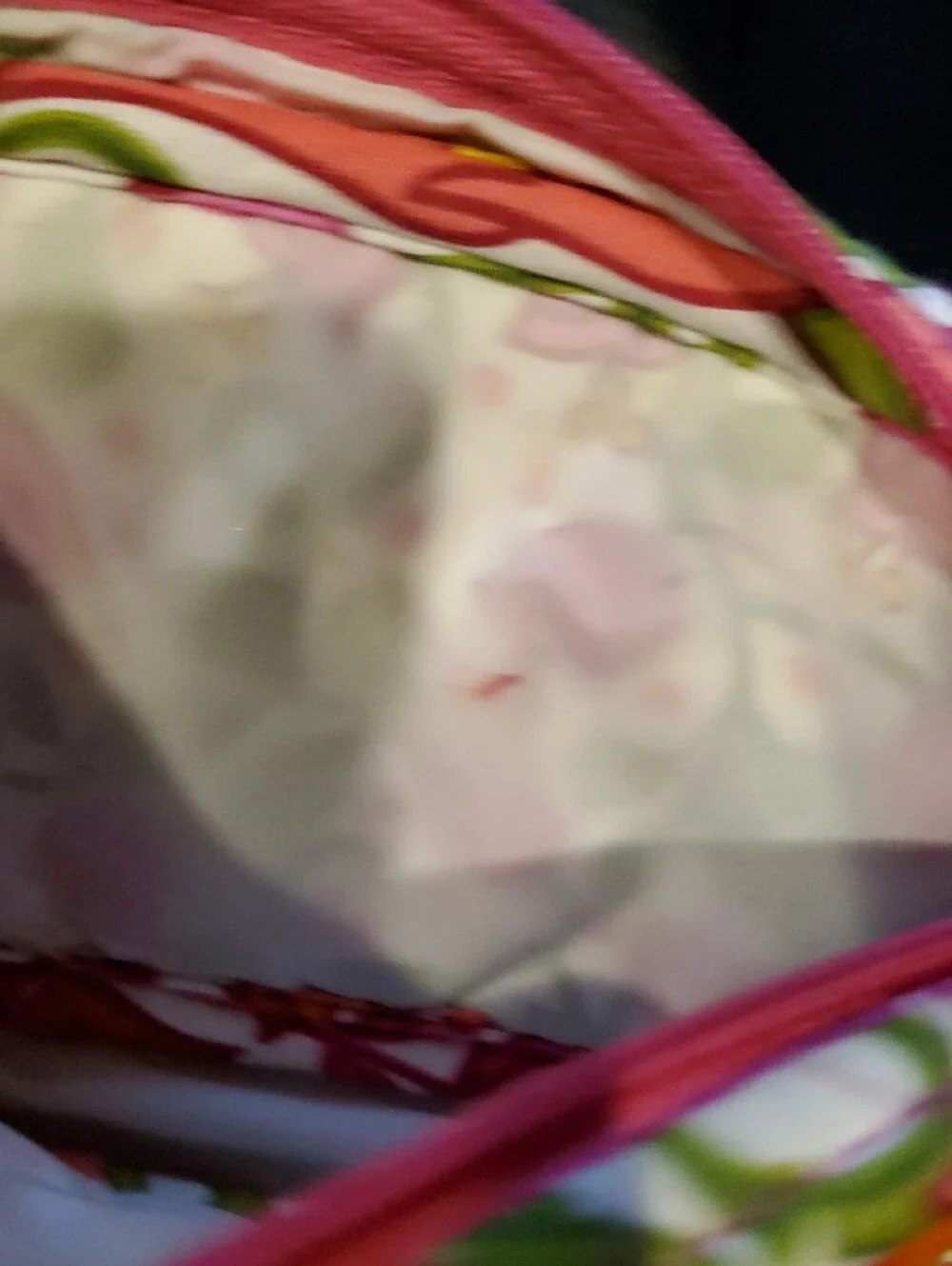 Vera Bradley Lillibell Make-Up Bag Floral Quilted Retired Orange & Green Accents